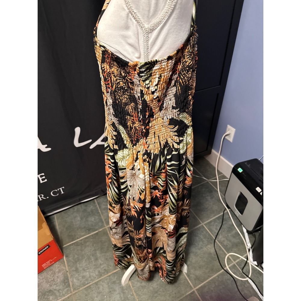 Tropical Smock Top Wide Leg Jumpsuit Floral Black Orange XXL 840092 - Picture 3 of 7
